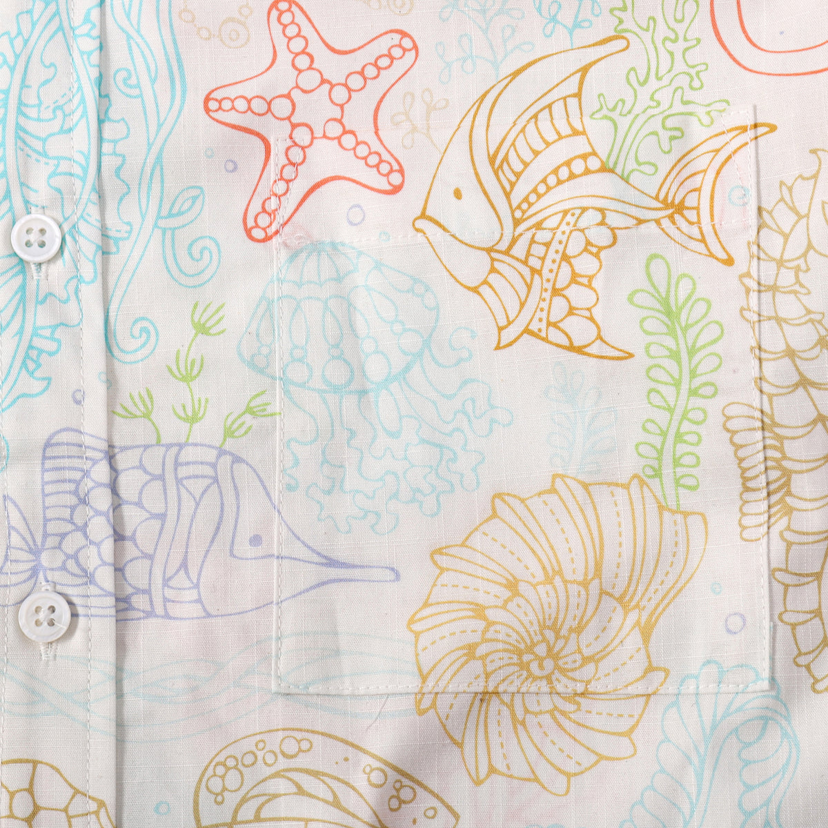 Marine World Pattern Button Short Sleeve Shirt