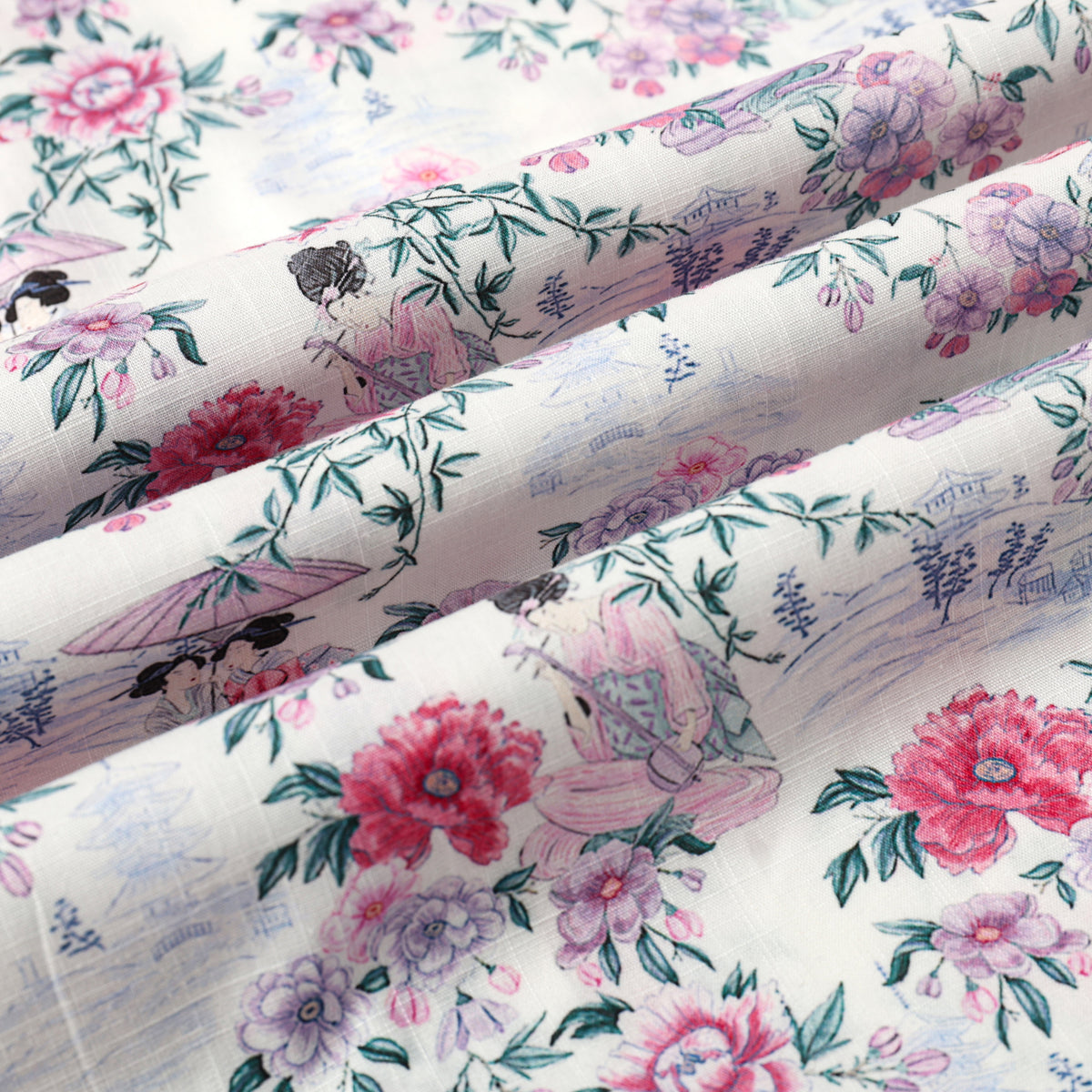 Ancient Female Floral Pattern Button Short Sleeve Shirt