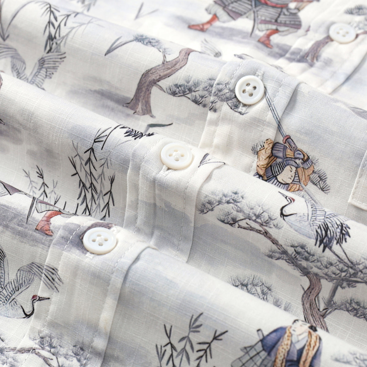Ancient Soldier Print Button Short Sleeve Shirt