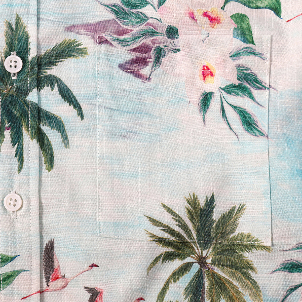 Palm Tree Island Pattern Button Short Sleeve Shirt