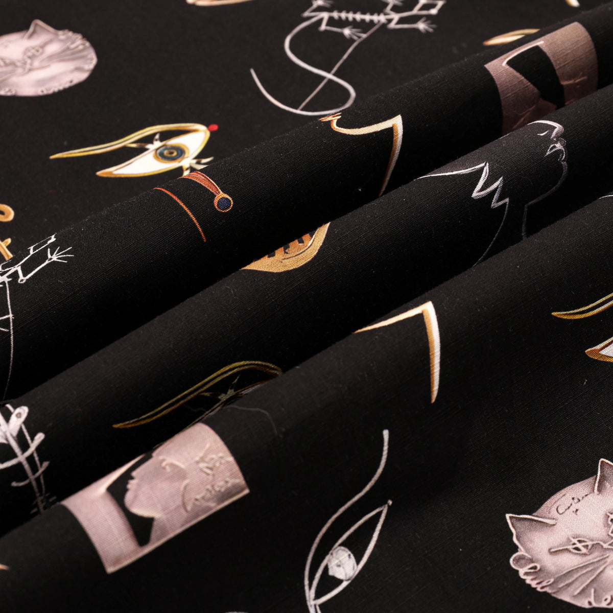 Black Print Button Short Sleeve Shirt