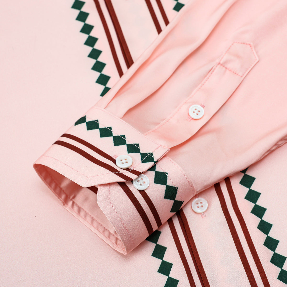 Pink Camp Collar Long Sleeve Shirt
