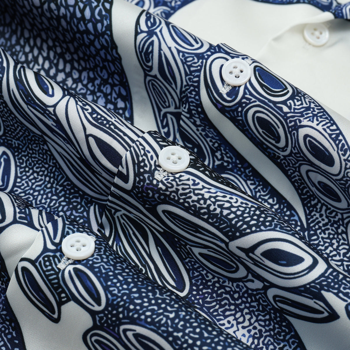 Octopus Print Camp Collar Short Sleeve Shirt