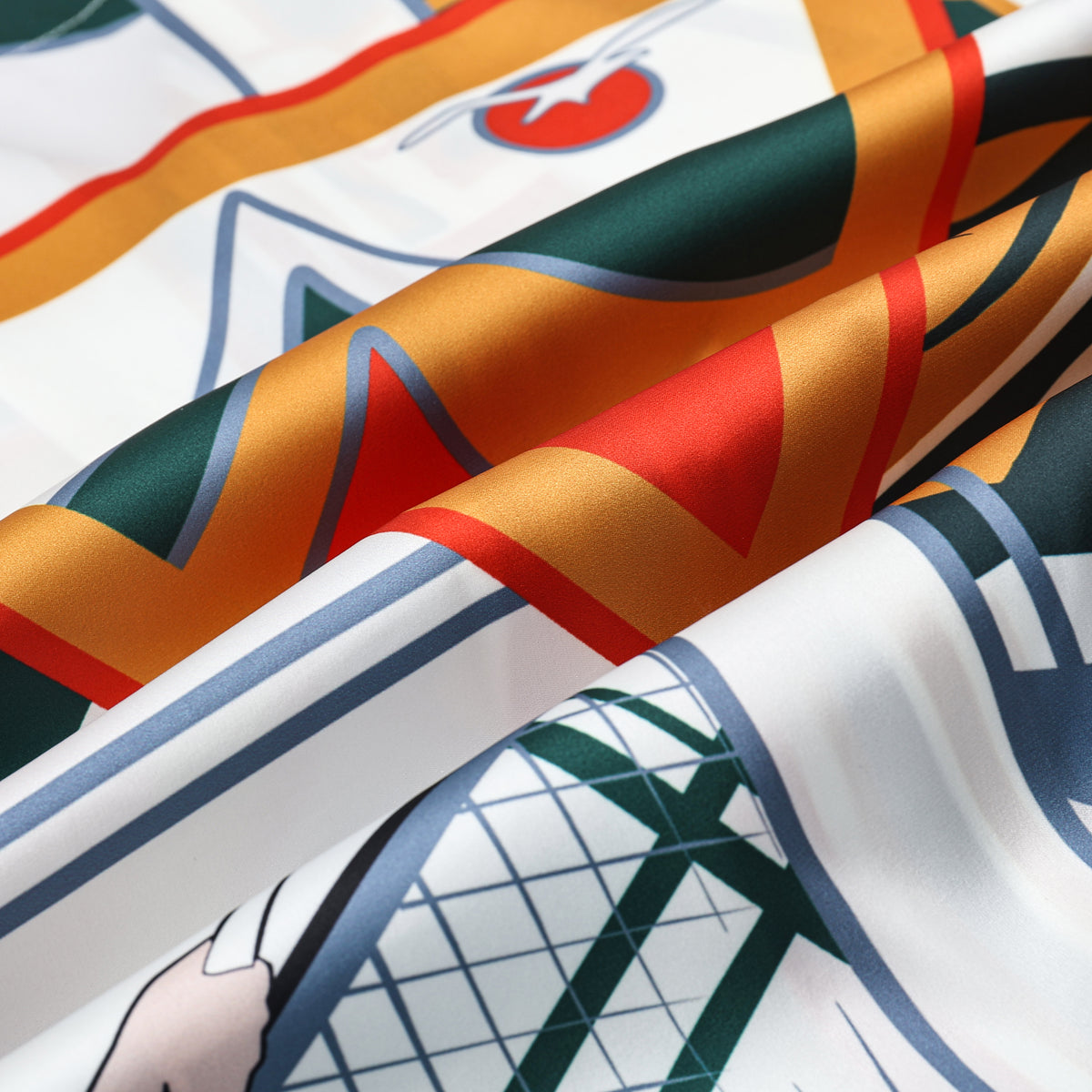 Tennis Court Print Short Sleeve Camp Collar Shirt