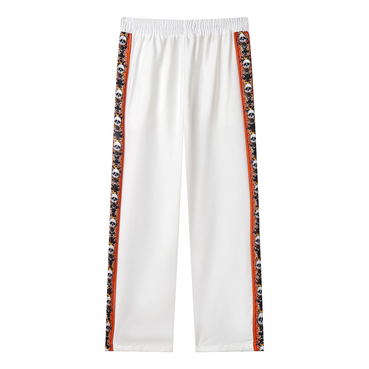 Ghost Rider Halloween Casual Trousers With Elastic Waistband Skull Orange Side Design