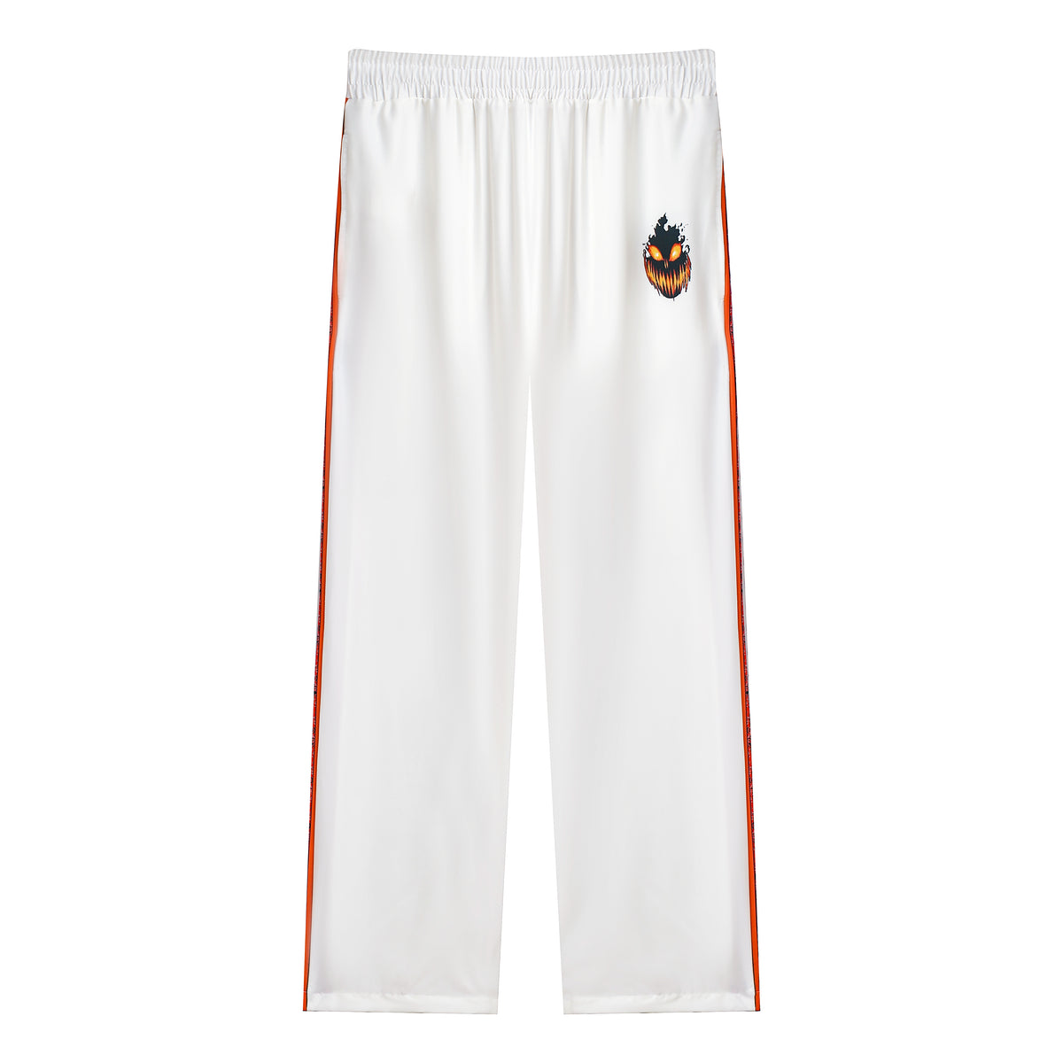 Ghost Rider Halloween Casual Trousers With Elastic Waistband Skull Orange Side Design