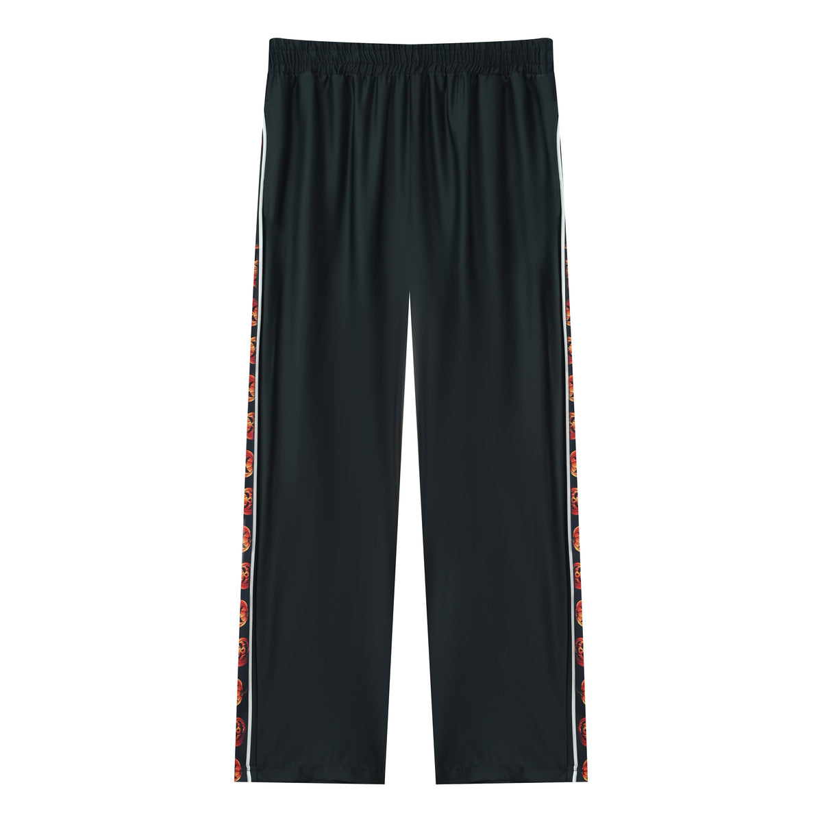 Halloween Pumpkin Print Casual Trousers With Elastic Waistband