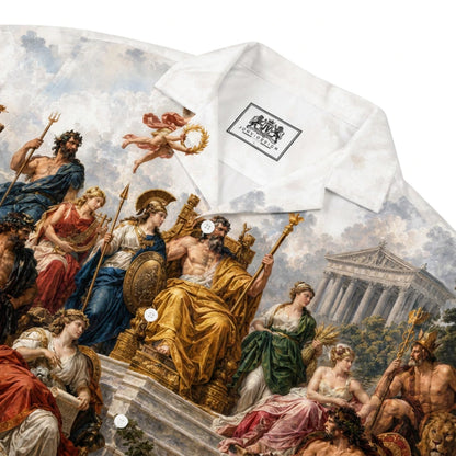 Ancient Greek Gods Oil Painting Print Long Sleeve Camp Collar Shirt