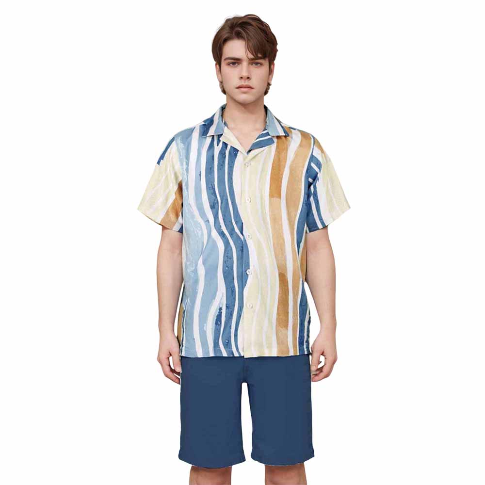 Ripple Casual Print Camp Collar Short-Sleeved Shirt