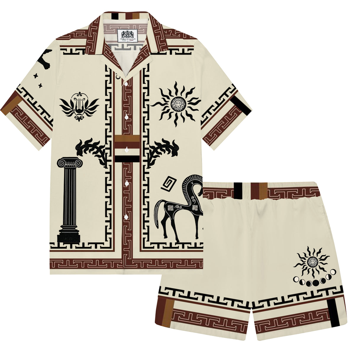 Acropolis Of Athens Pattern Camp Collar Casual Shirt