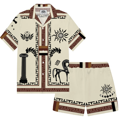 Acropolis Of Athens Pattern Camp Collar Casual Shirt