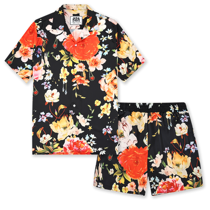 Vintage Floral Pattern Camp Collar Casual Shirt for Men Jonvidesign
