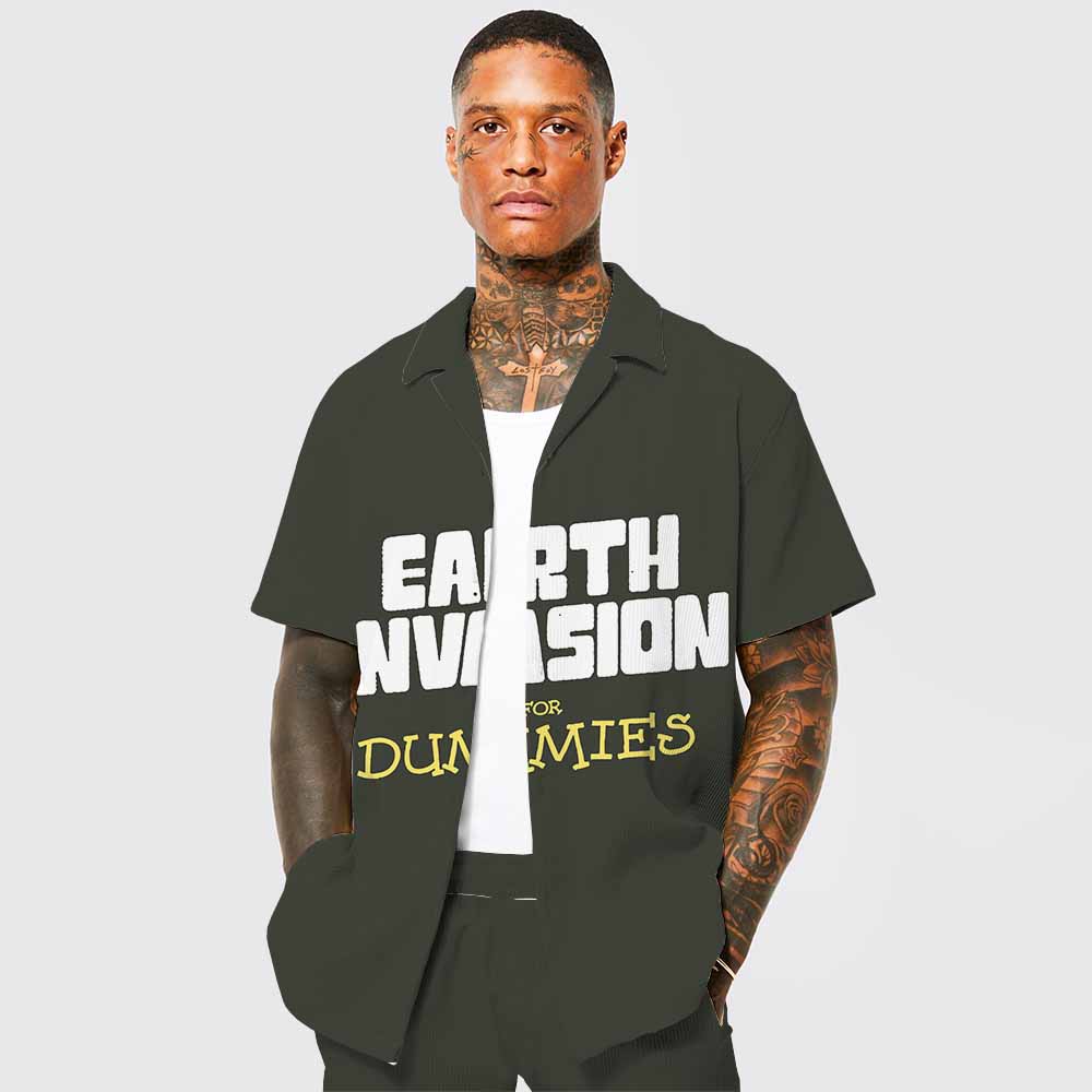 Earth Invasion For Dummies Camp Collar Short-Sleeved Shirt