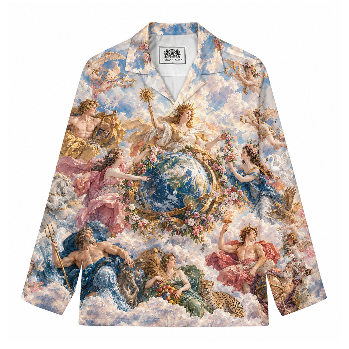 Vintage Classical Gods Cherub Baroque Art  Long Sleeve Shirt