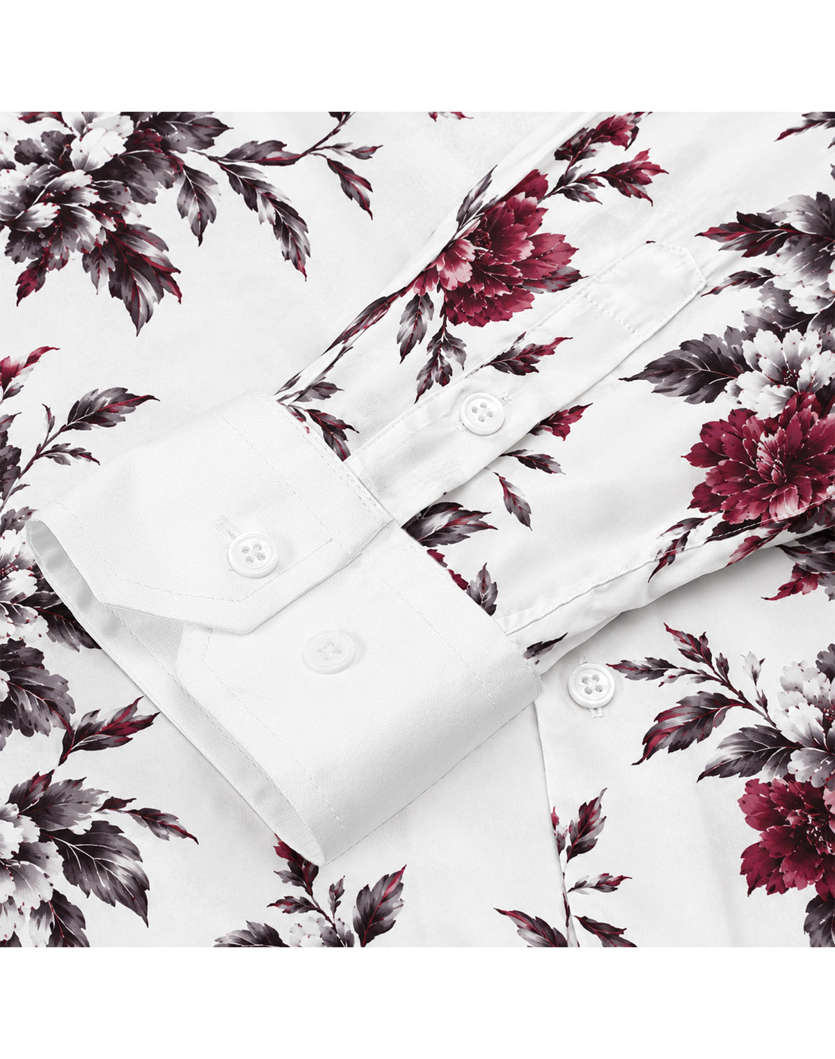 Wine Red Charcoal Peony Floral Retro Cuban Collar Shirt
