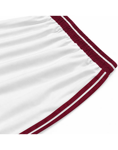 White Burgundy Double Stripe Retro Straight Leg Track Pants
