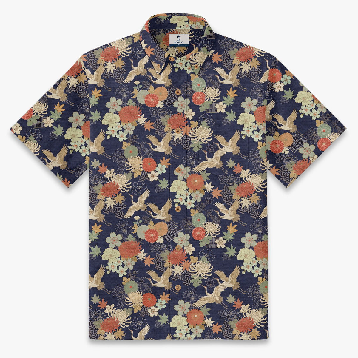 Midnight Crane Tapestry Resort Shirt