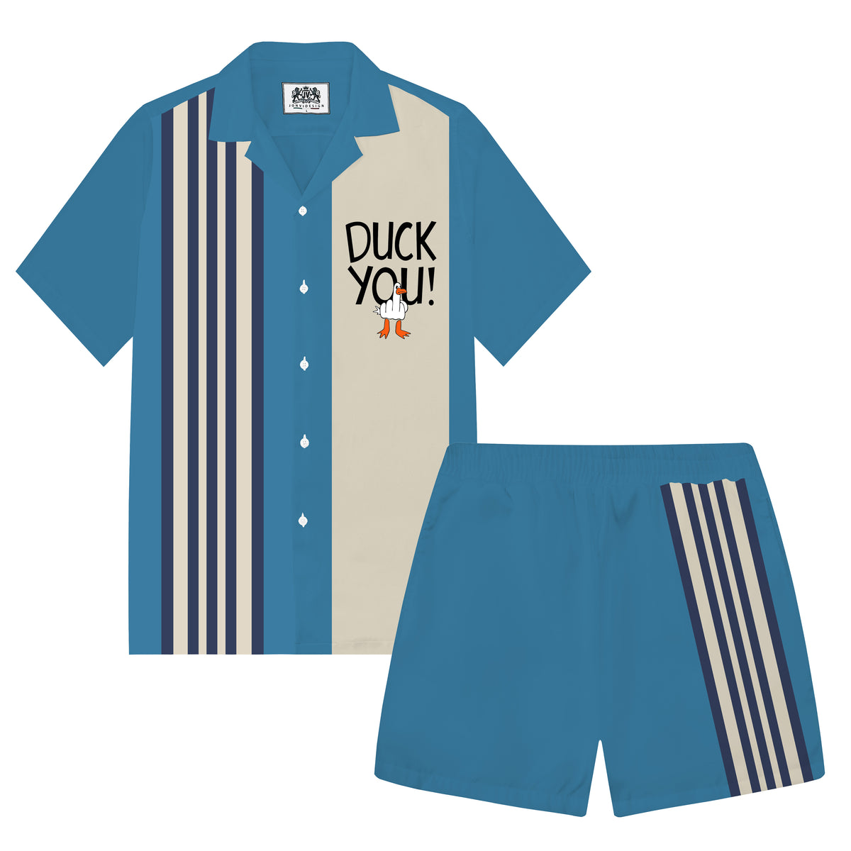 Blue Funny Duck DUCK YOU  Elastic Waistband Summer Casual Shorts