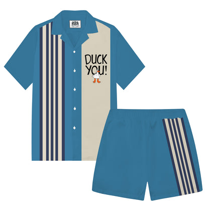 Blue Funny Duck DUCK YOU  Elastic Waistband Summer Casual Shorts