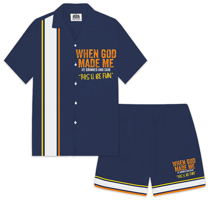 Men's Personalized Letter Print  Elastic Waistband Summer Casual Shorts