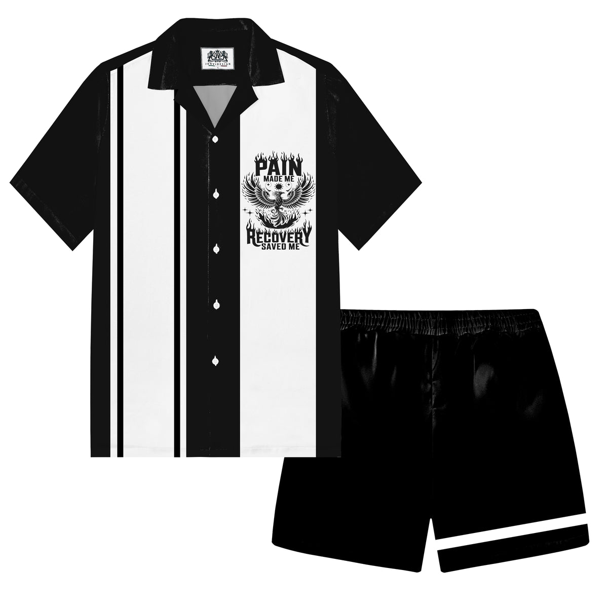 Black Personalized Letter Print  Elastic Waistband Summer Casual Shorts