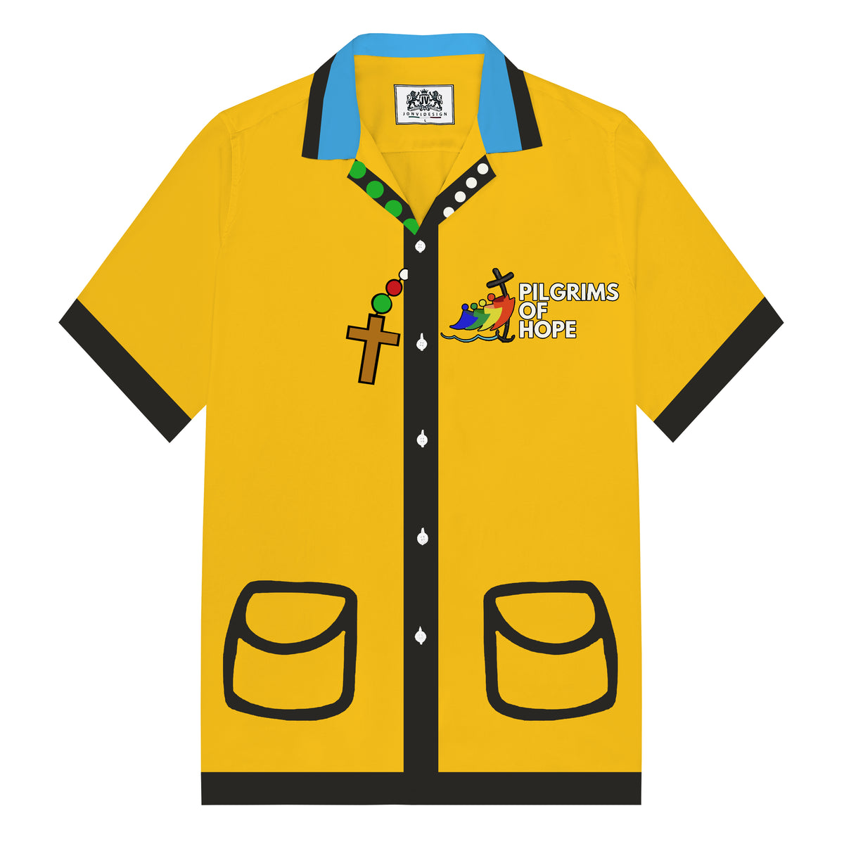Catholic Jubilee Pattern Camp Collar Short Sleeve Shirt