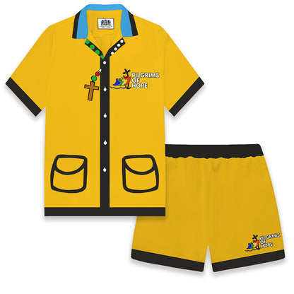 Catholic Jubilee Pattern Camp Collar Short Sleeve Shirt