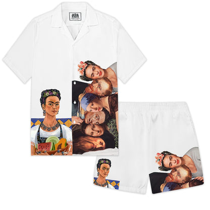 Frida Funny Character Collection Pattern Camp Collar Casual Shirt