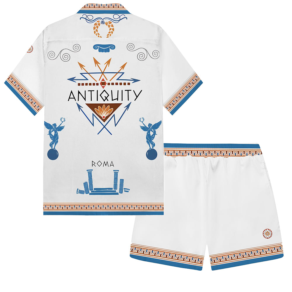 ROMA Print Elastic Waistband Summer Casual Shorts