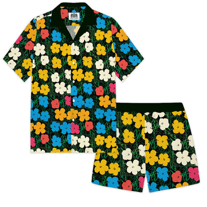 Summer Fresh Floral Pattern Camp Collar Short Sleeve Shirt