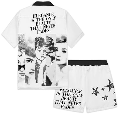 Audrey Hepburn Graphic Print Elastic Waistband Casual Shorts