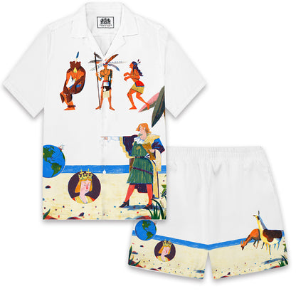 Columbus Discovered The New World Camp Collar Short Sleeve Shirt