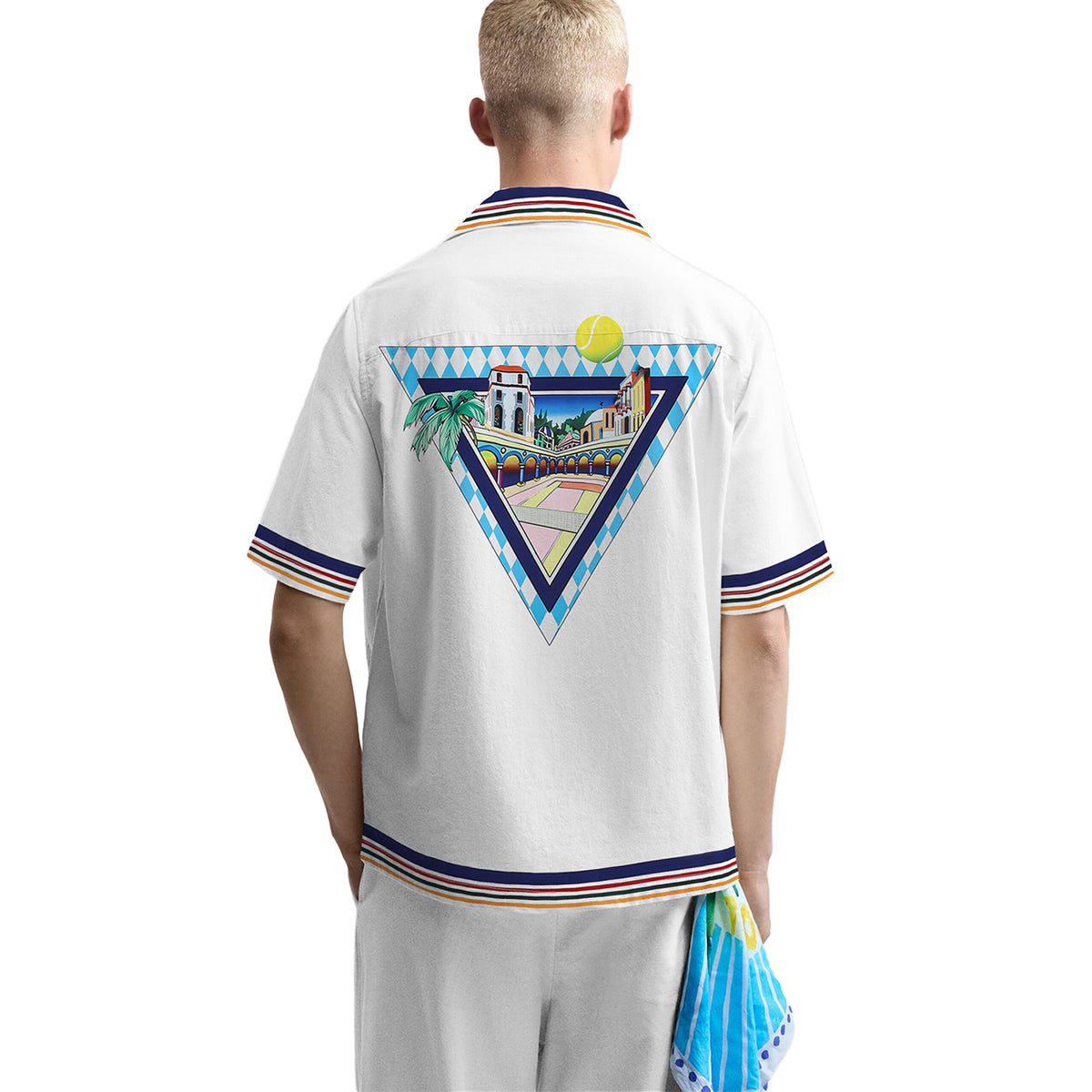 Western Architecture Camp Collar Casual Tennis Shirt