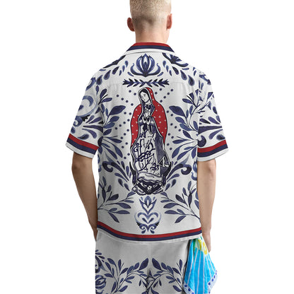 Virgin Mary Print Elastic Waistband Summer Casual Shorts