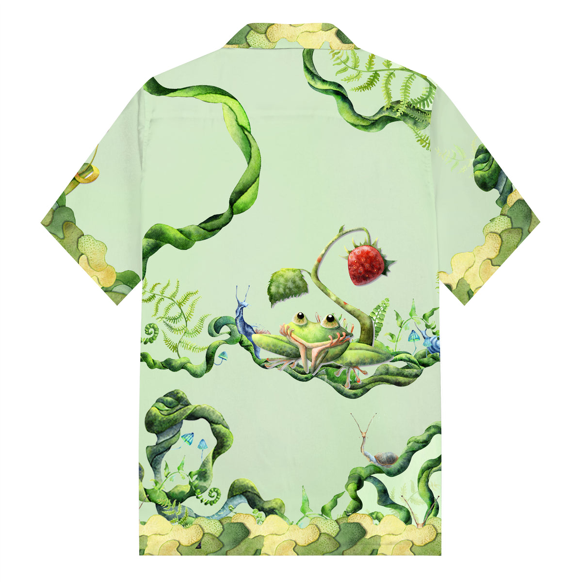 Summer Fresh Light Green Camping Collar Men's Shirt
