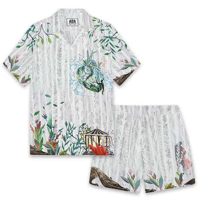 Plant Story Desert Camel Pattern Elastic Waistband Summer Casual Shorts