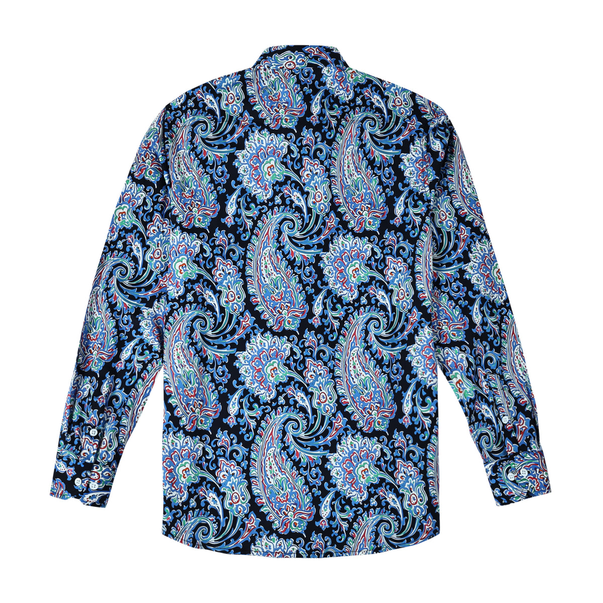 Blue Paisley Print Button Down Shirt