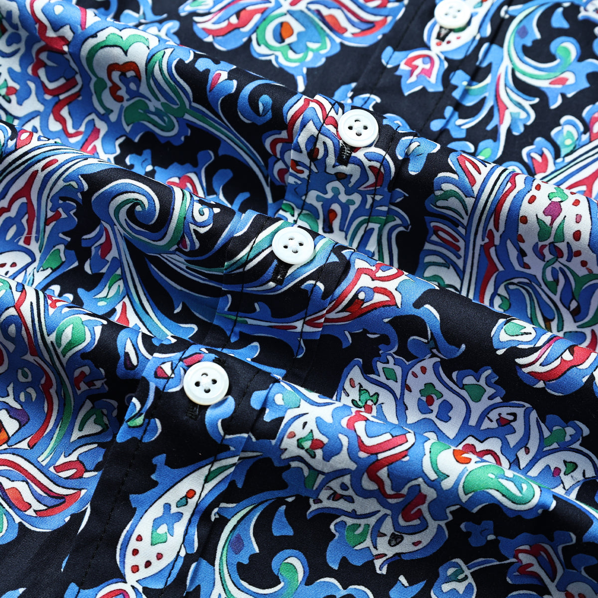 Blue Paisley Print Button Down Shirt