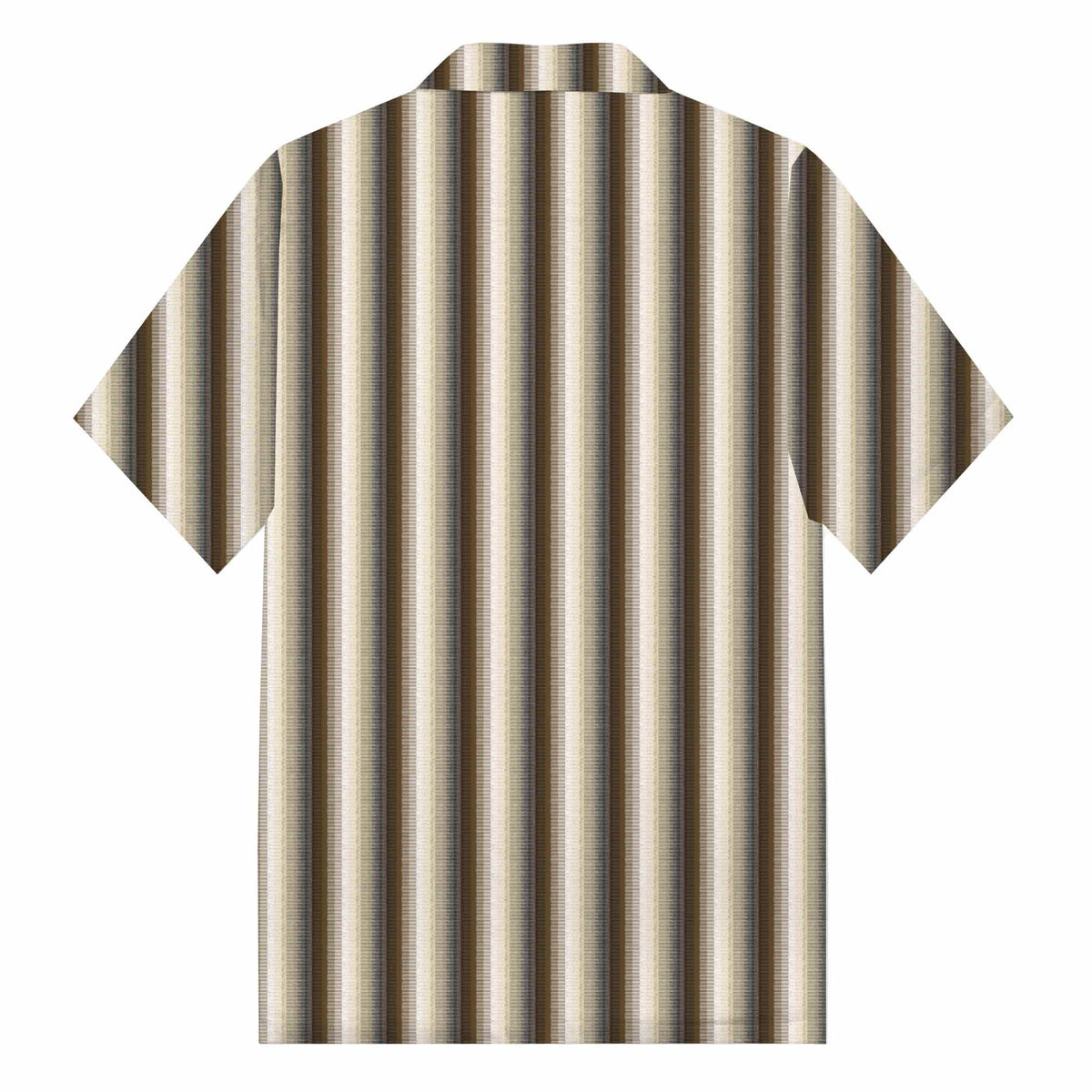 Brown Vertical Striped Casual Camp Collar Short-Sleeved Shirt