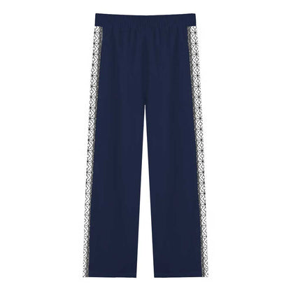 Headless Monk Print Casual Trousers With Elastic Waistband