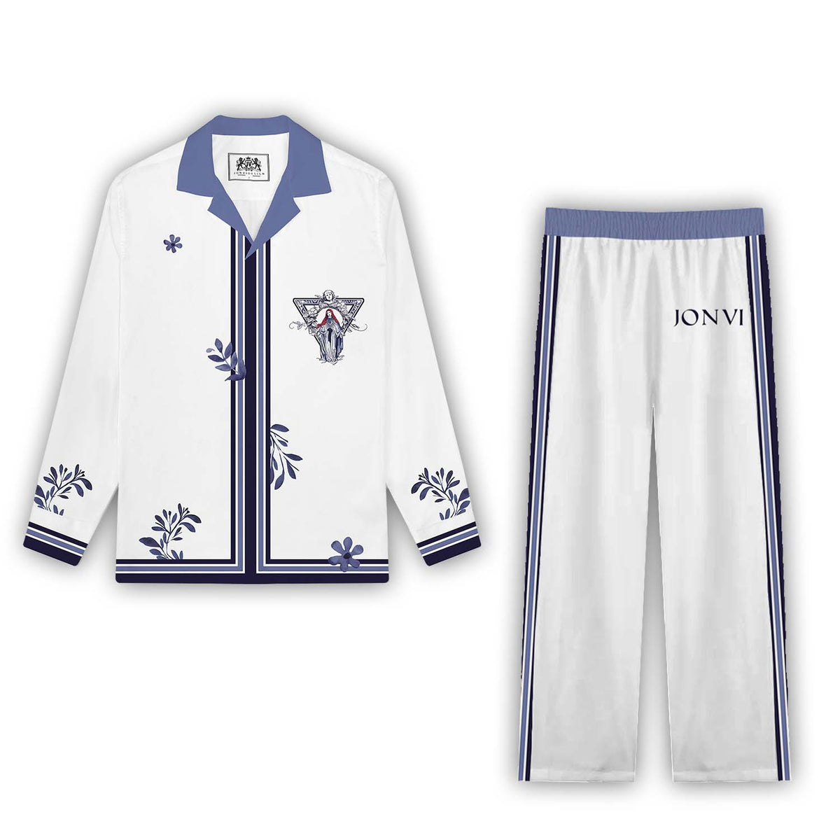 Divine Grace Print Casual Trousers With Elastic Waistband
