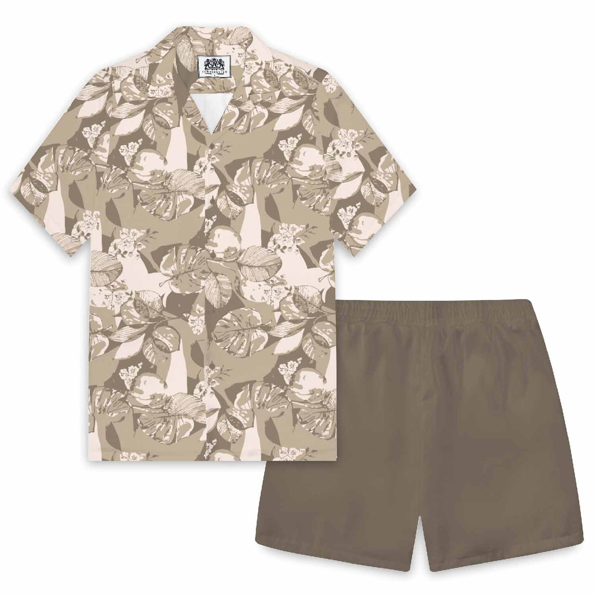 Tropical Leaves Hawaiian Casual Camp Collar Short-Sleeved Shirt