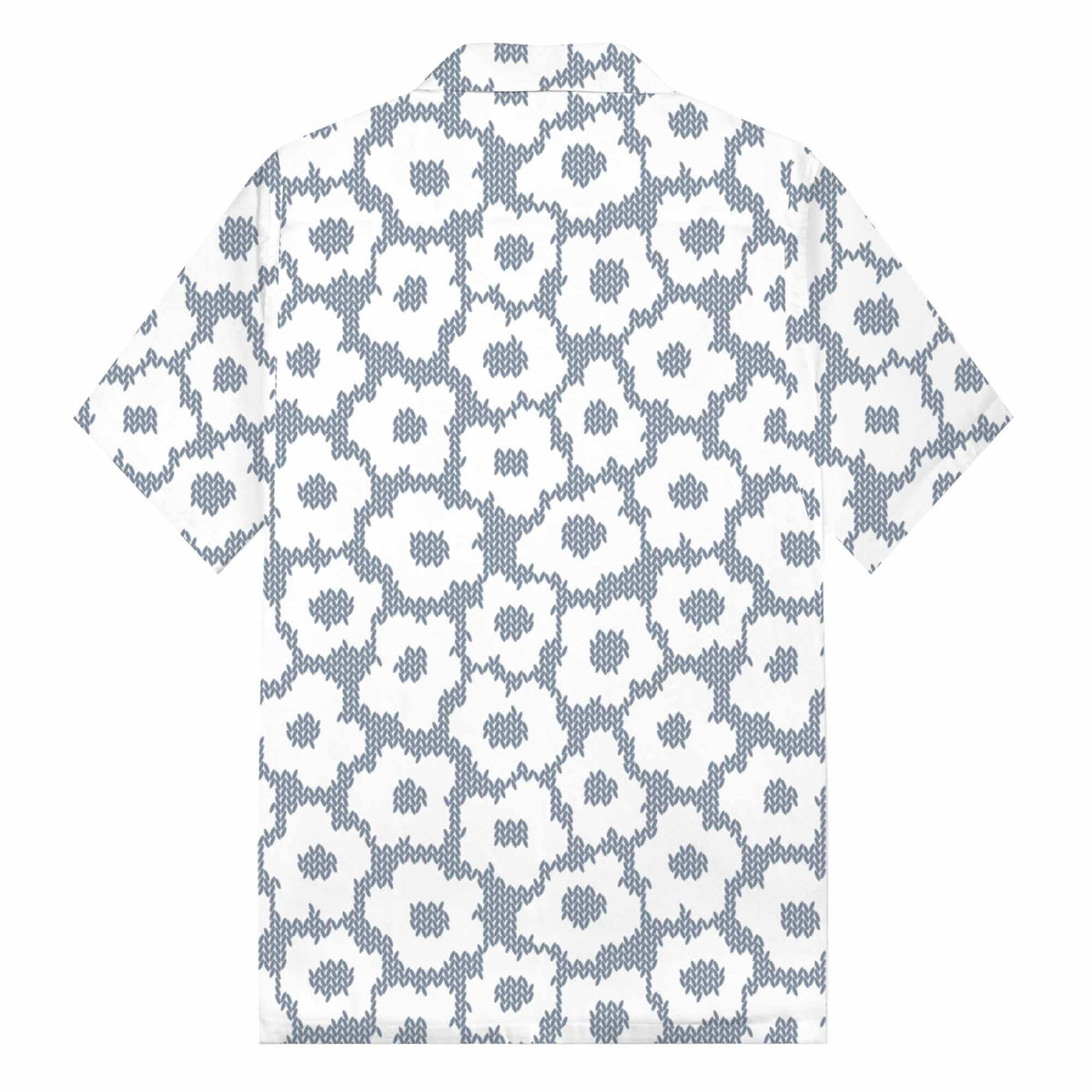Small White Flower Pattern Camp Collar Short-Sleeved Shirt