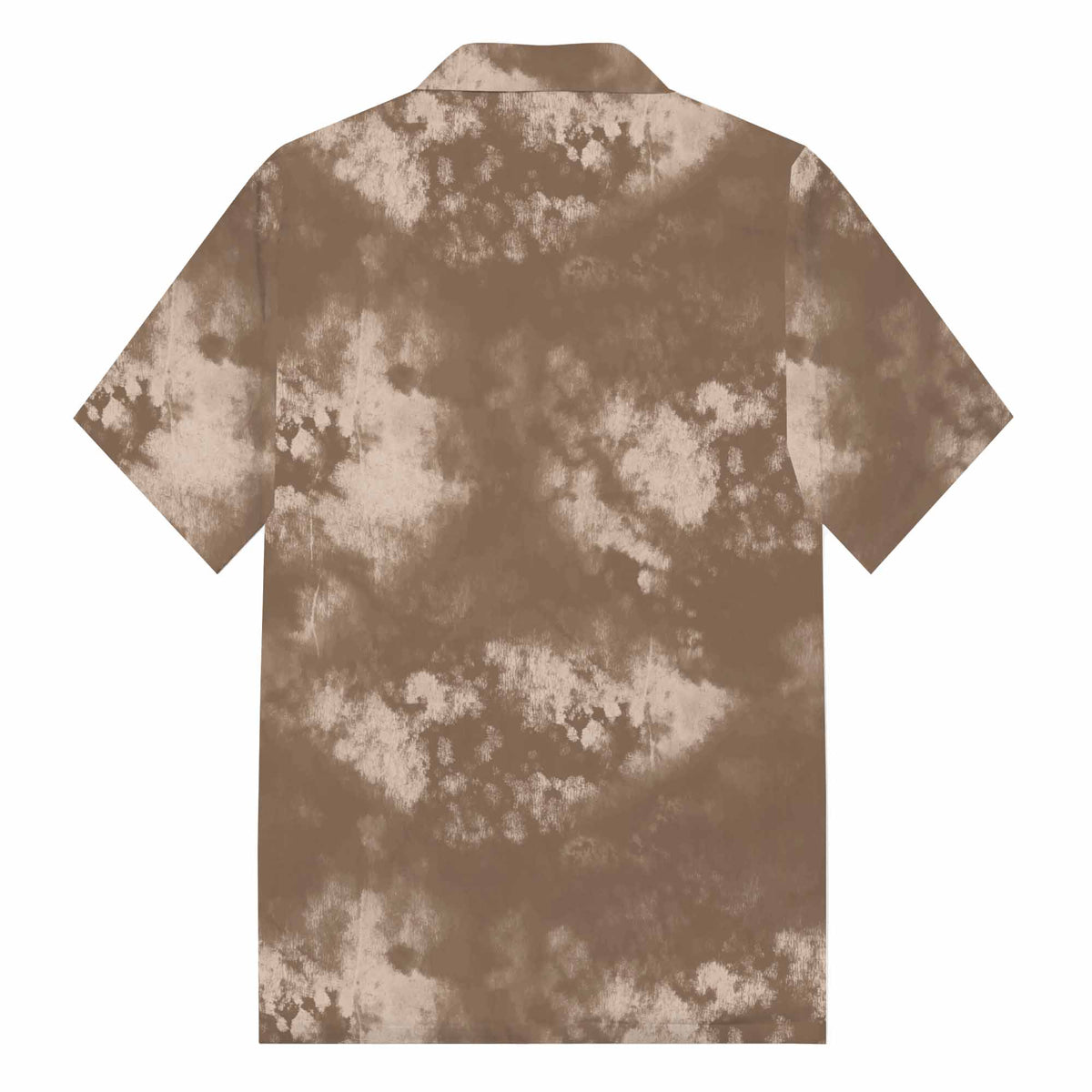 Brown Tie-Dye Statement Pattern Camp Collar Short-Sleeved Shirt