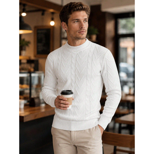 Classic Cable Knit Men's Crew Neck Sweater