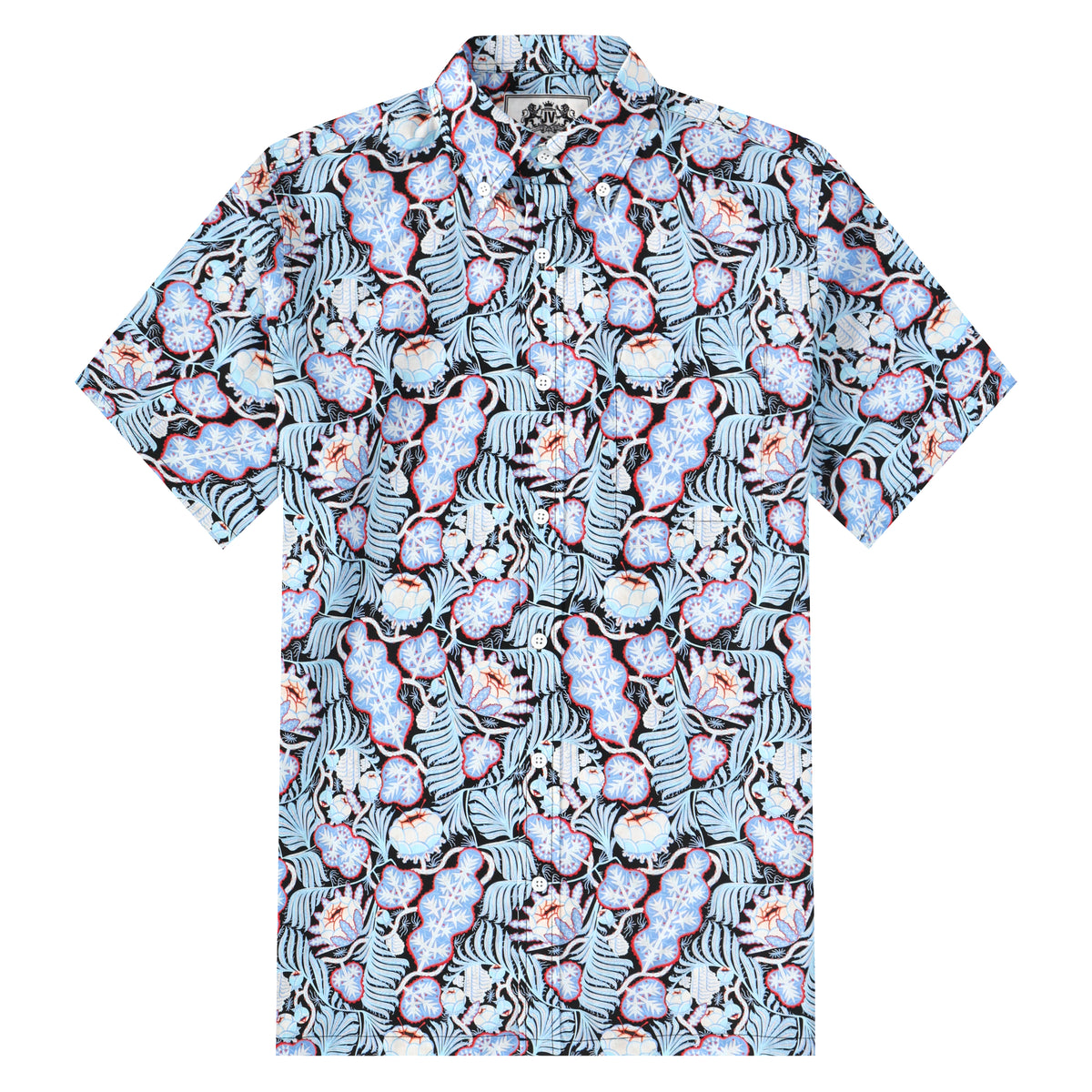 Iceflower Pattern Button Short Sleeve Shirt