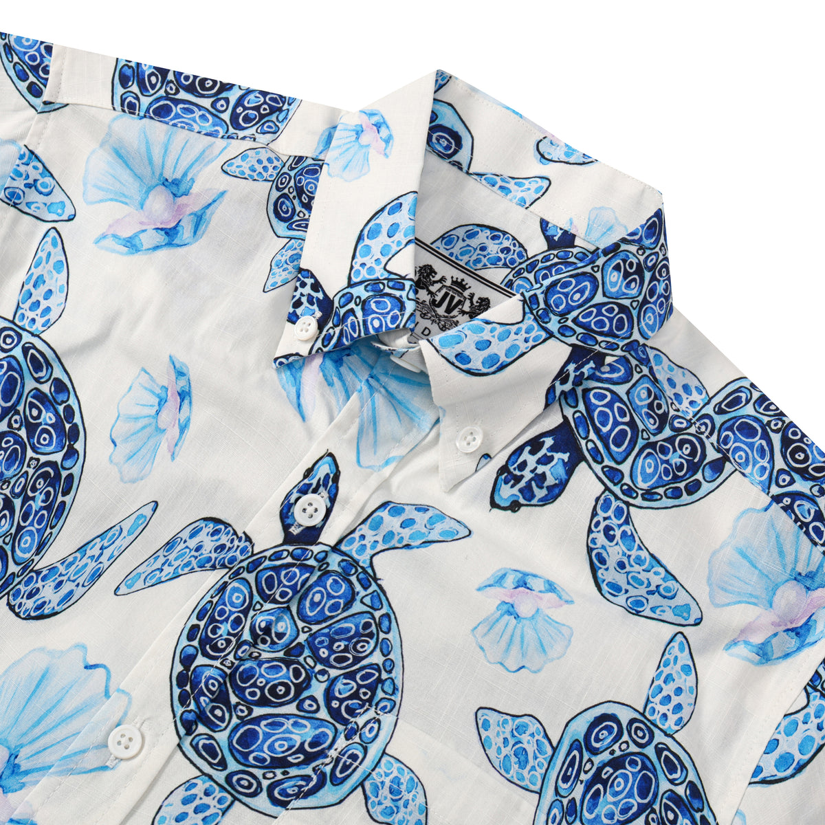 Mussel Turtle Pattern Button Short Sleeve Shirt
