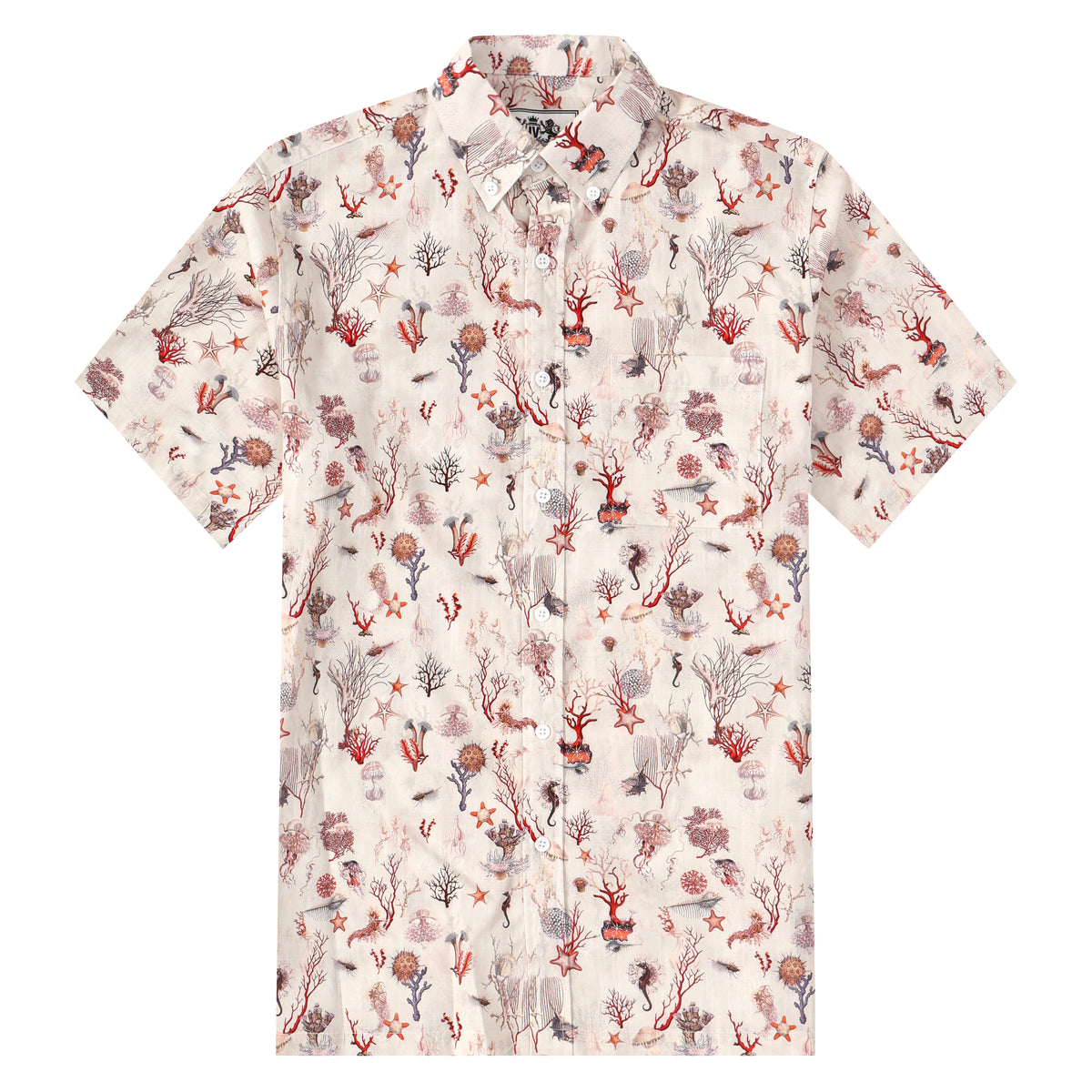 Aloha Underwater Creature Pattern Button Short Sleeve Shirt