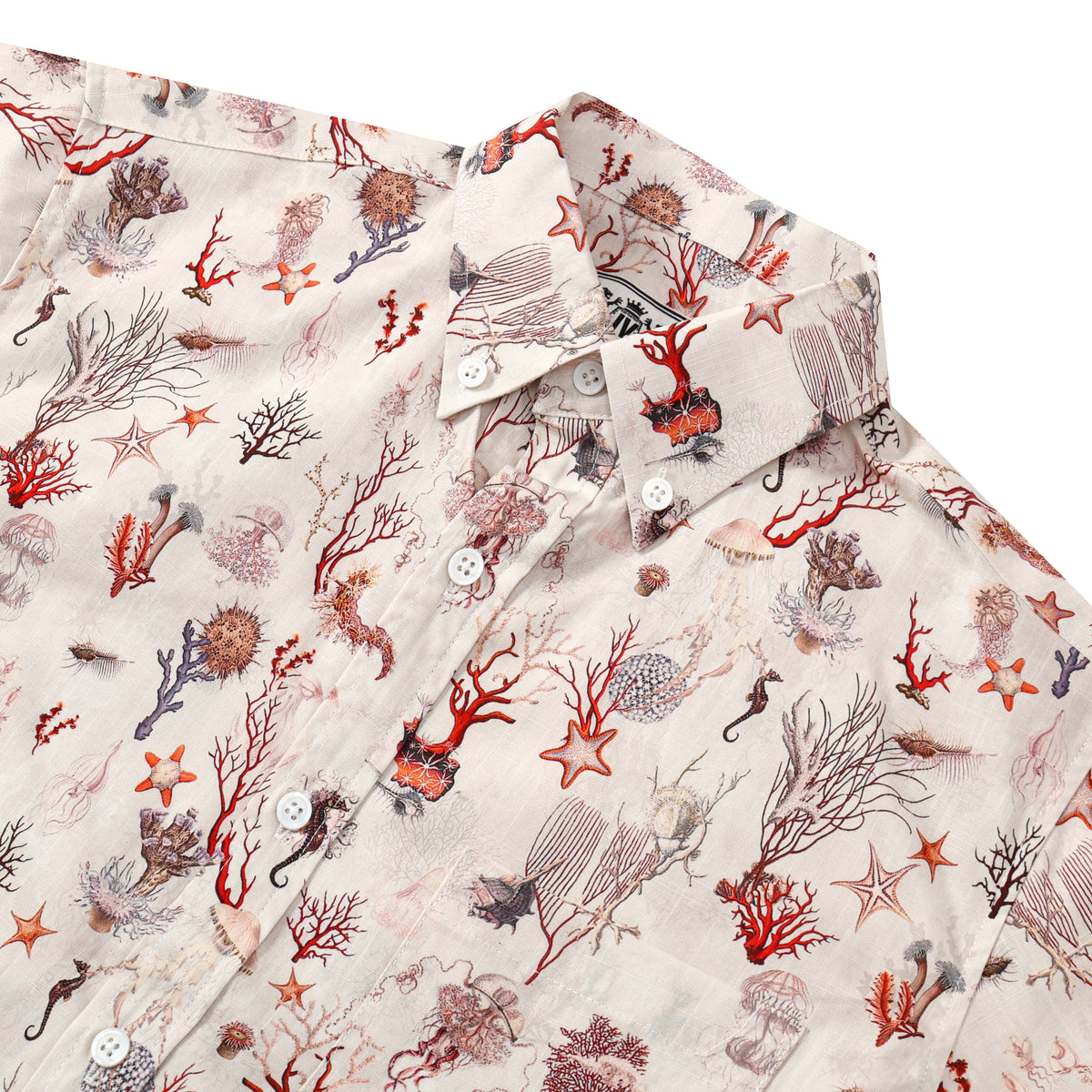 Aloha Underwater Creature Pattern Button Short Sleeve Shirt