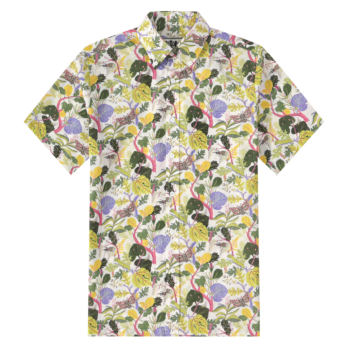 Tropical Butterfly Pattern Button Short Sleeve Shirt